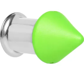 0 Gauge Green Neon Cone Stainless Steel Plug