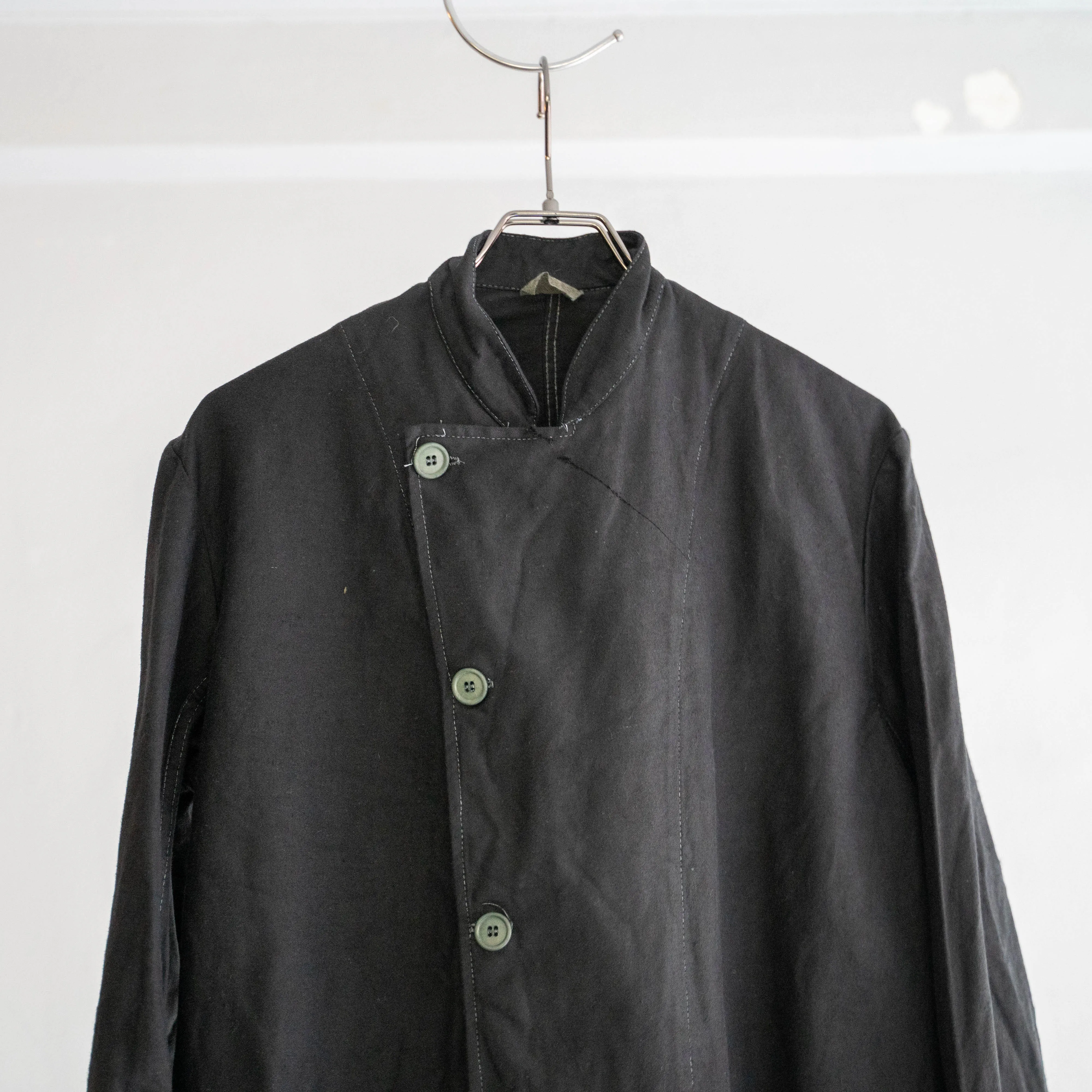 1970-80s Italian military cotton twill chef jacket 'dead stock' -black dyed-