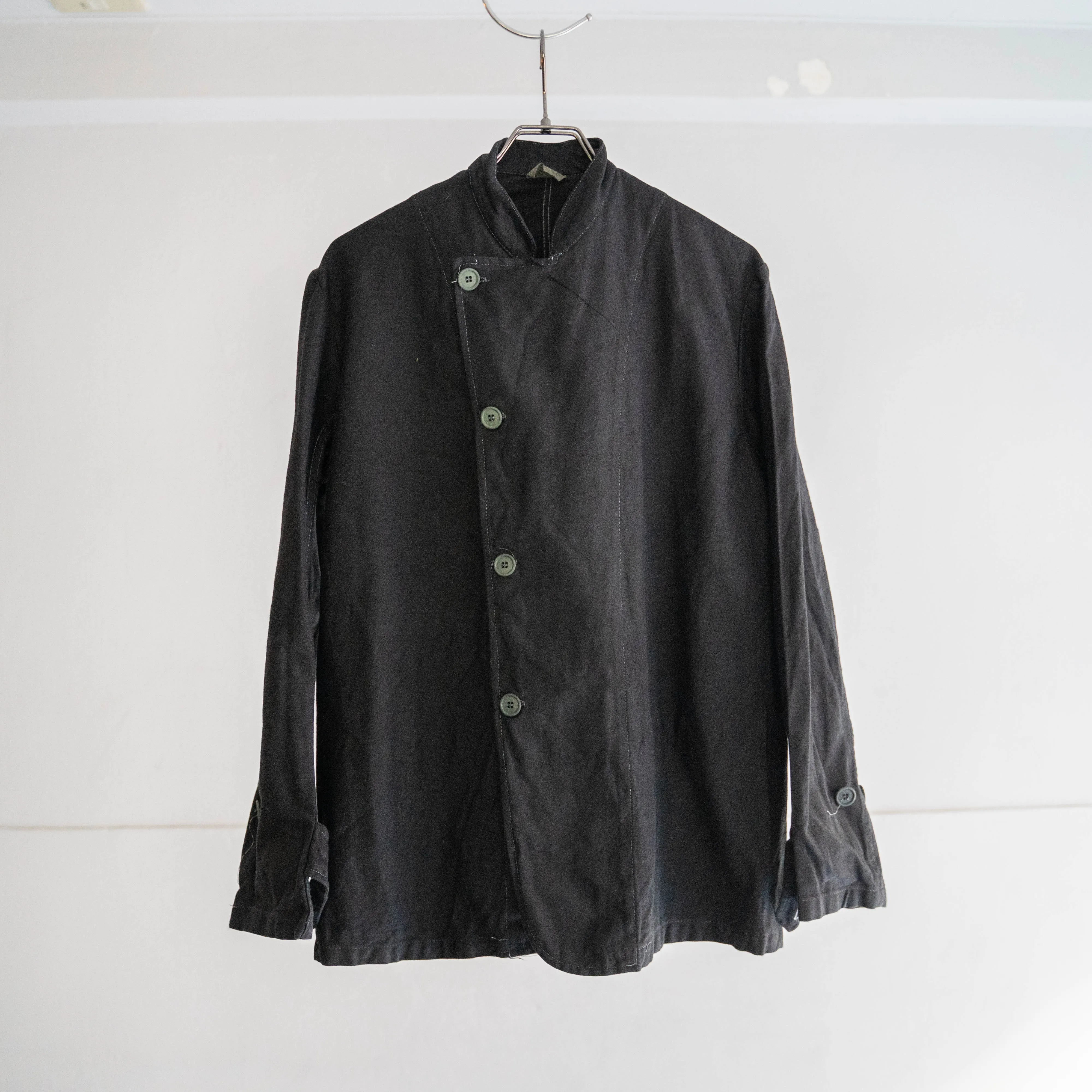 1970-80s Italian military cotton twill chef jacket 'dead stock' -black dyed-