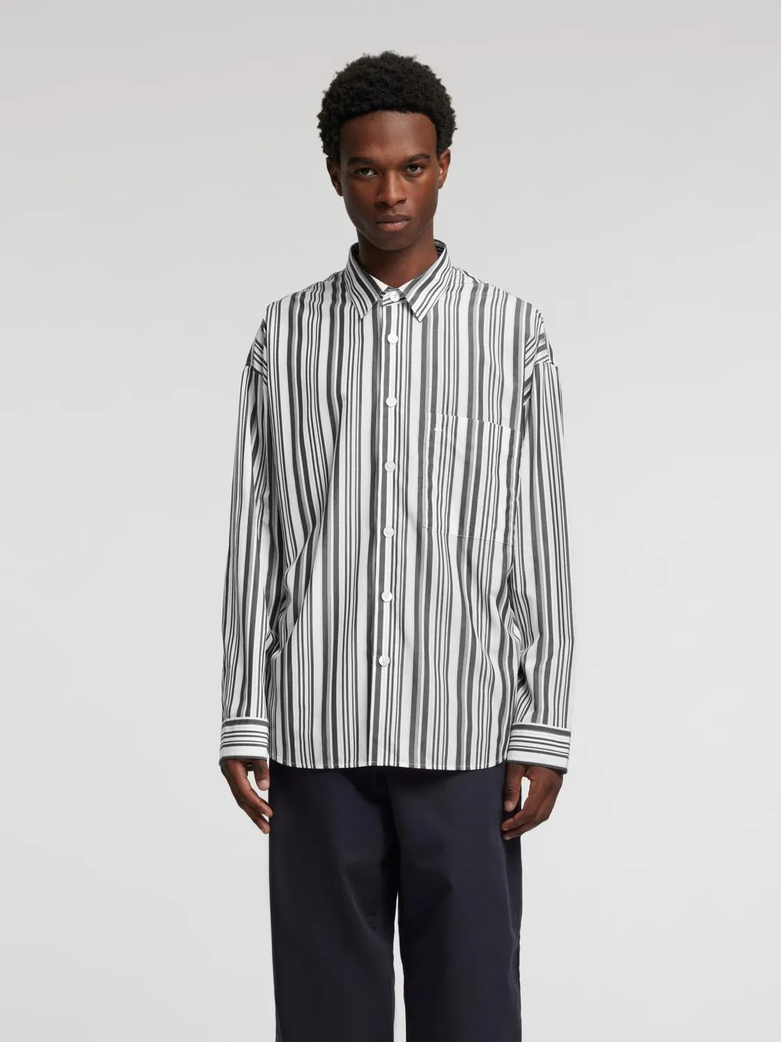 AnrRelaxroar Shirt L/S Jet Black/Stripes