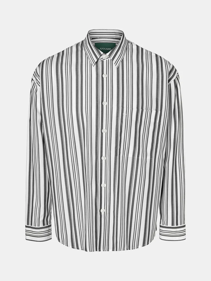 AnrRelaxroar Shirt L/S Jet Black/Stripes