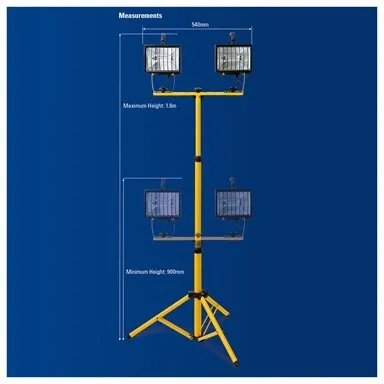 Arlec 1000W 3Globes Indoor/Outdoor Halogen Worklight With Tripod/Waterproof