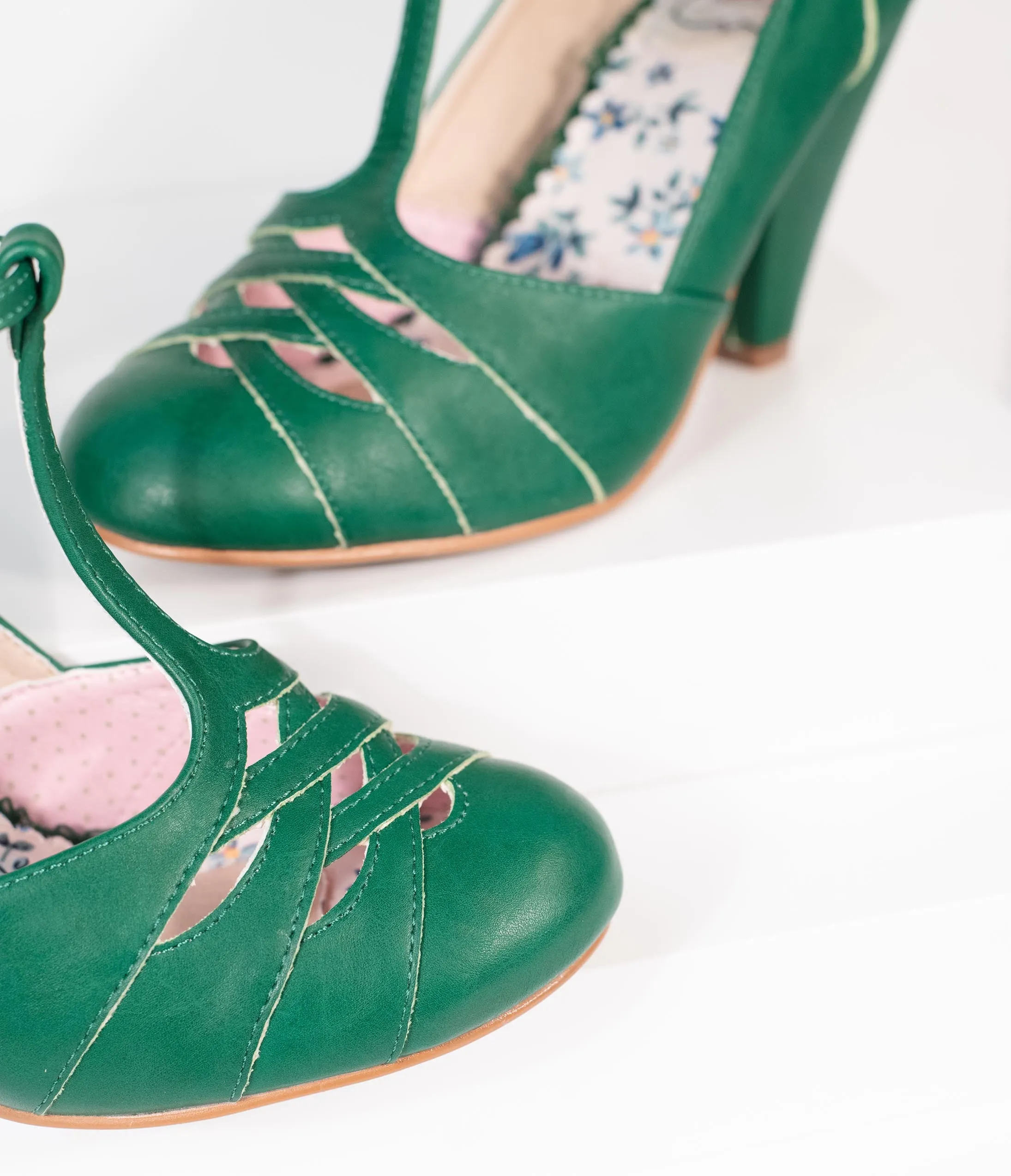 Bettie Page Green Laura T-Strap Heel