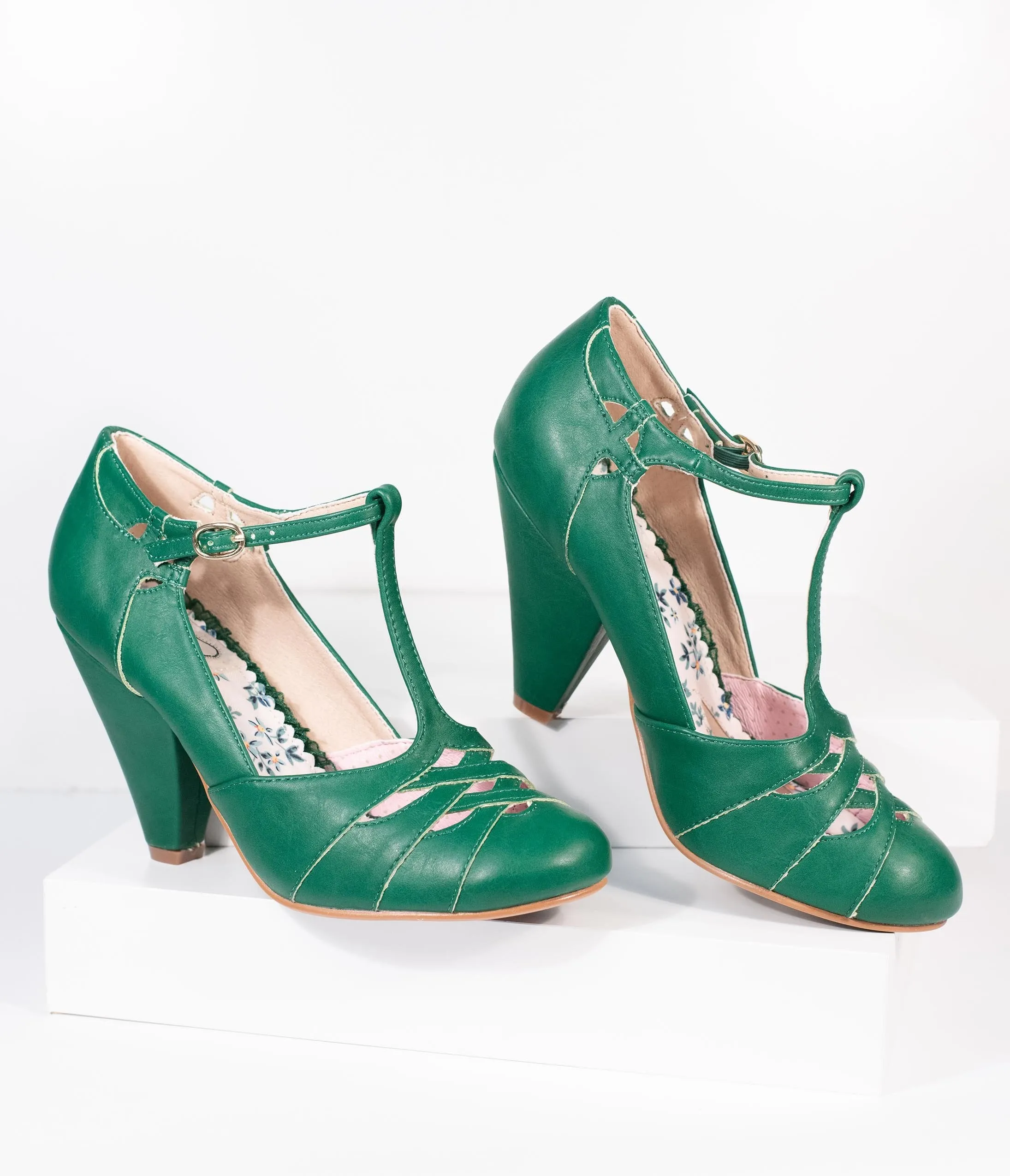 Bettie Page Green Laura T-Strap Heel