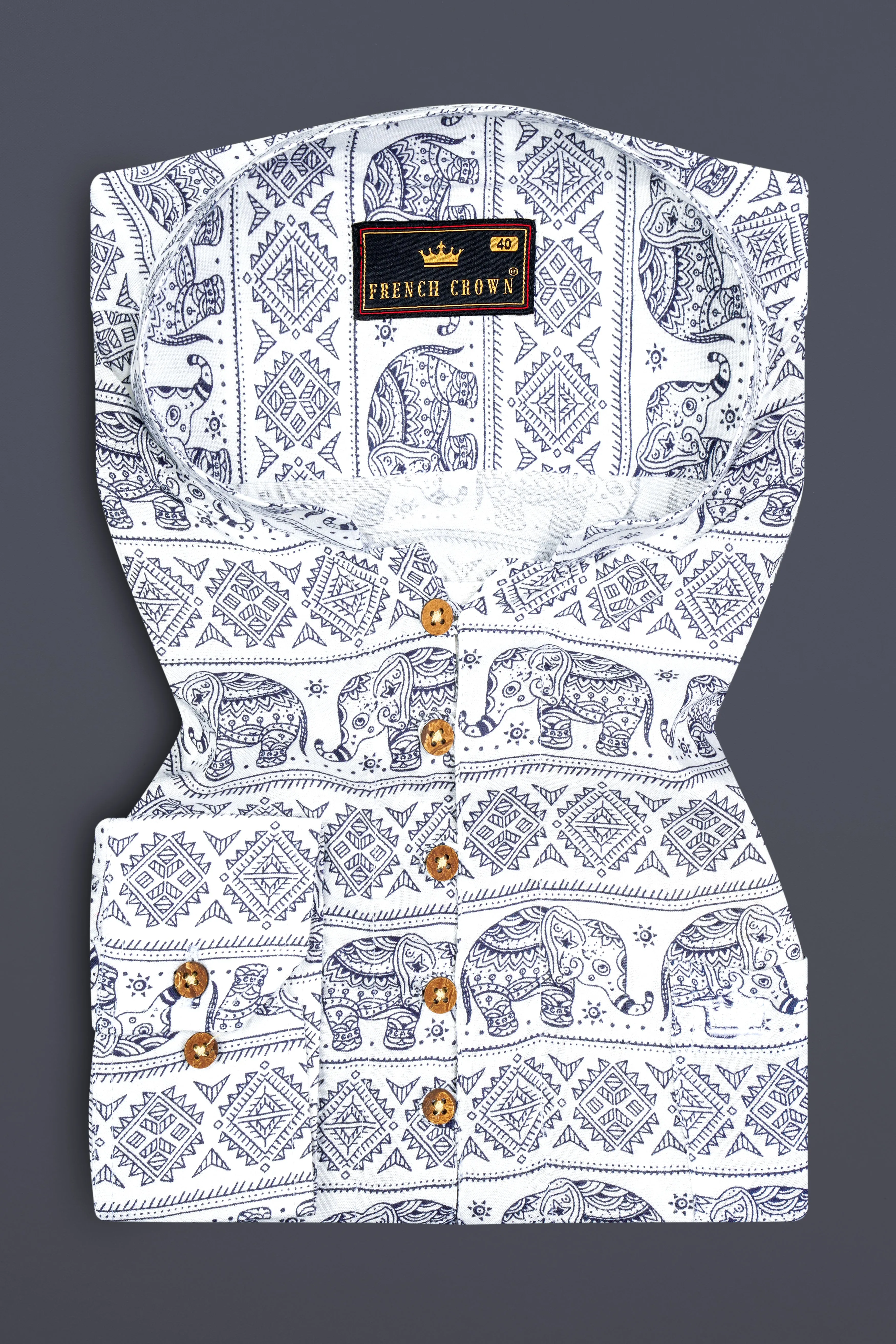 Bright White Ancient art Printed Premium Tencel Kurta Shirt