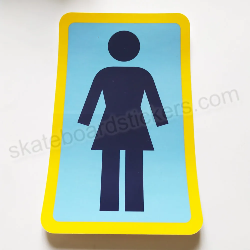 Girl Skateboard Sticker - 15.5 cm high approx