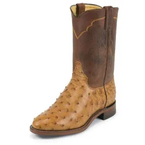 Justin Men's (3192) Roper Antique Cognac Full Quill Ostrich Boots