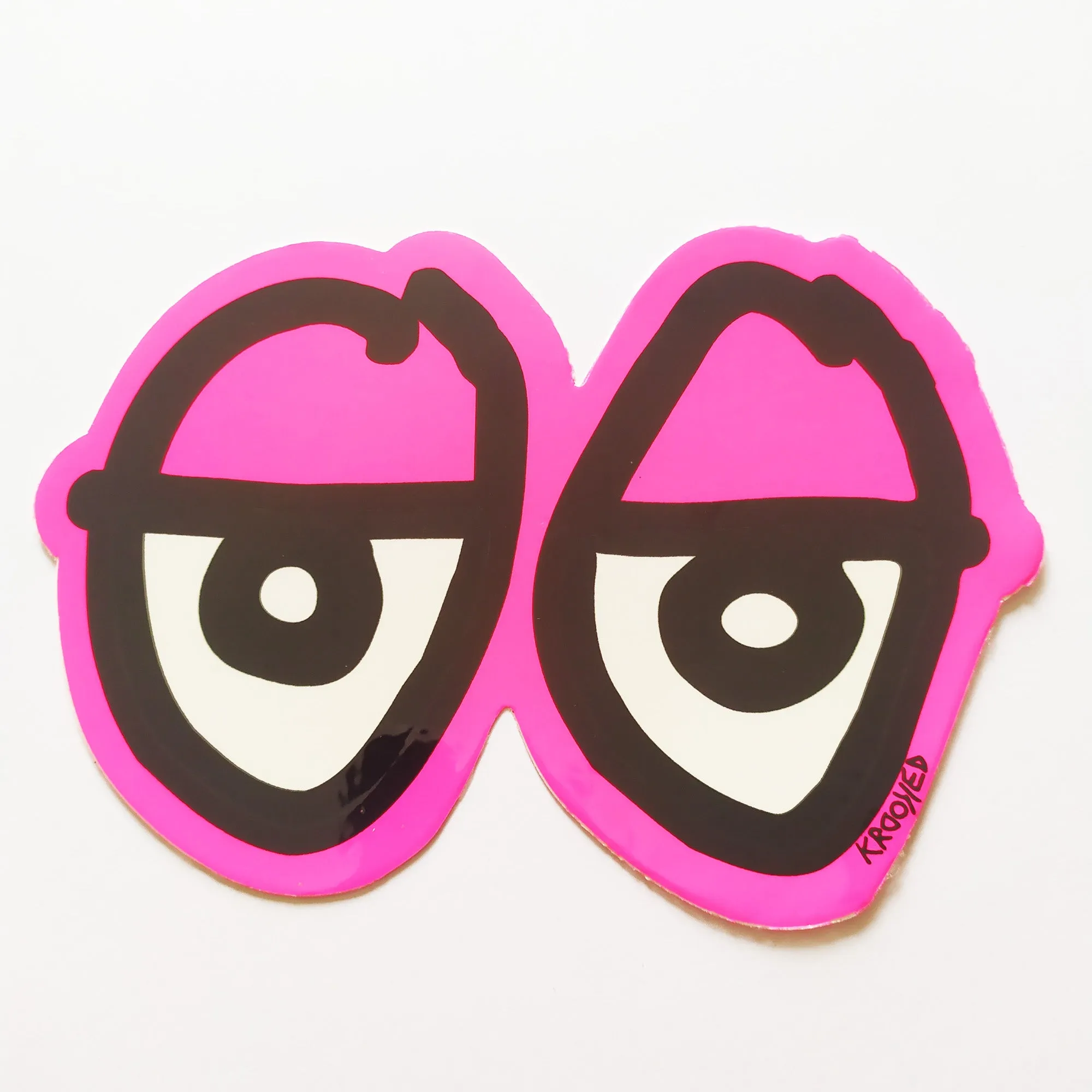 Krooked "Eyes" Skateboard Sticker - Pink, 8.5cm