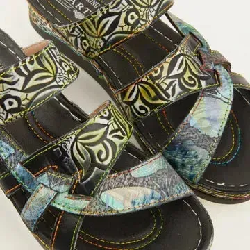 L'Artiste Caiman Slide Sandal - Black Multi