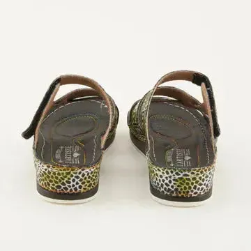 L'Artiste Caiman Slide Sandal - Black Multi