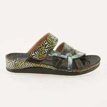 L'Artiste Caiman Slide Sandal - Black Multi