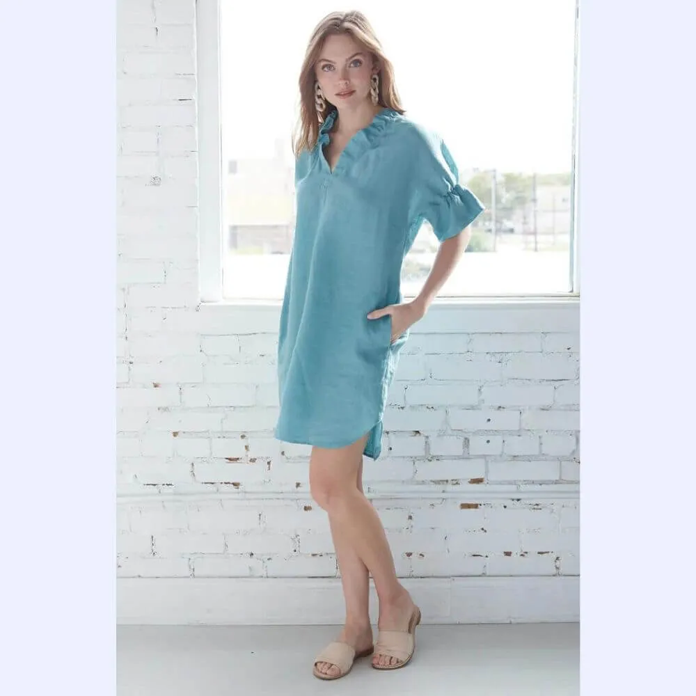 Linen Ruffle Collar Dress