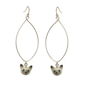 Oval Drop Kitten Earrings