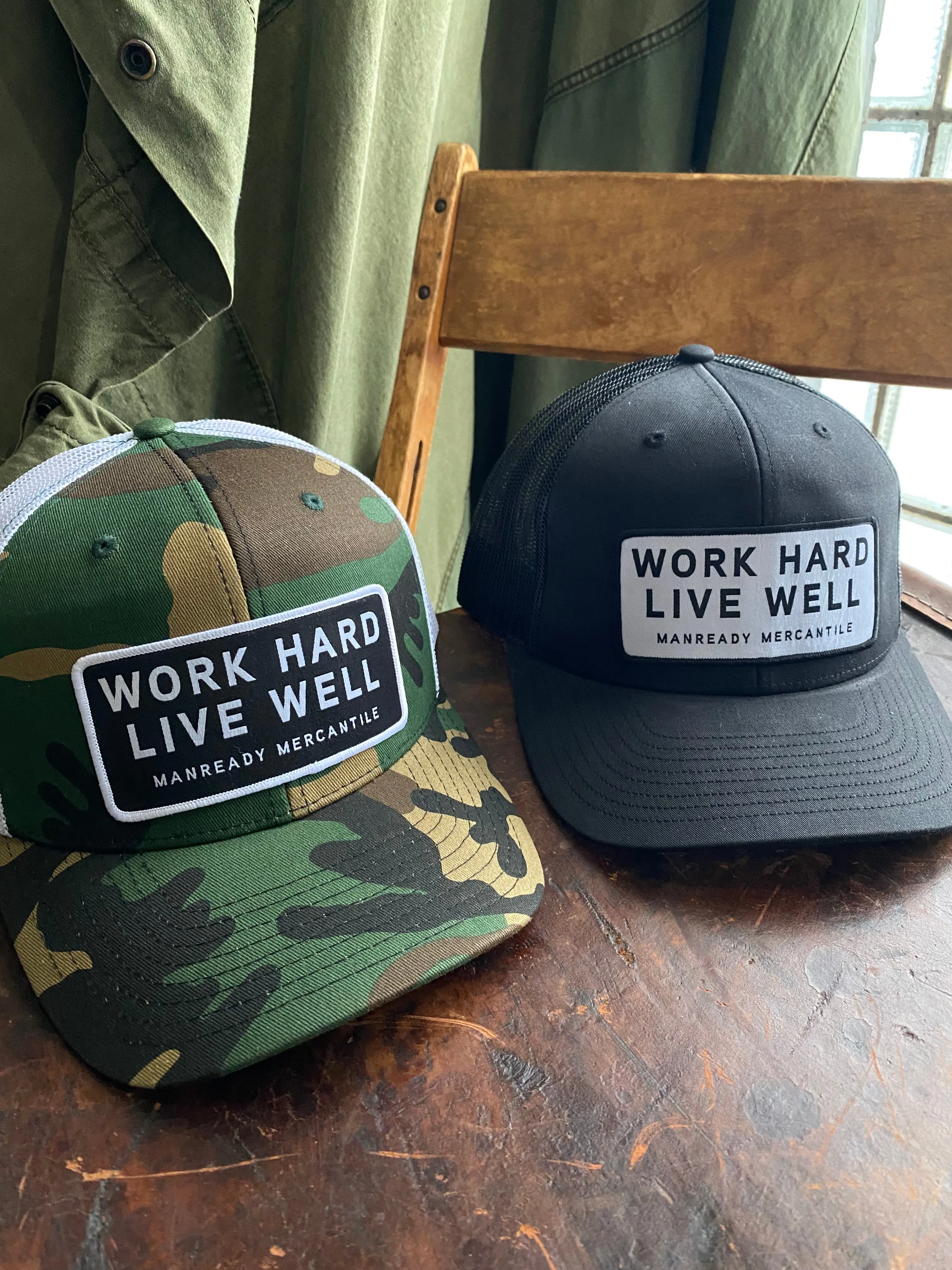 Patch | Work Hard Live Well | White   Black | Manready Mercantile