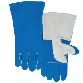 Quality Welding Gloves, Split Cowhide, Large, Blue, 1 Pair