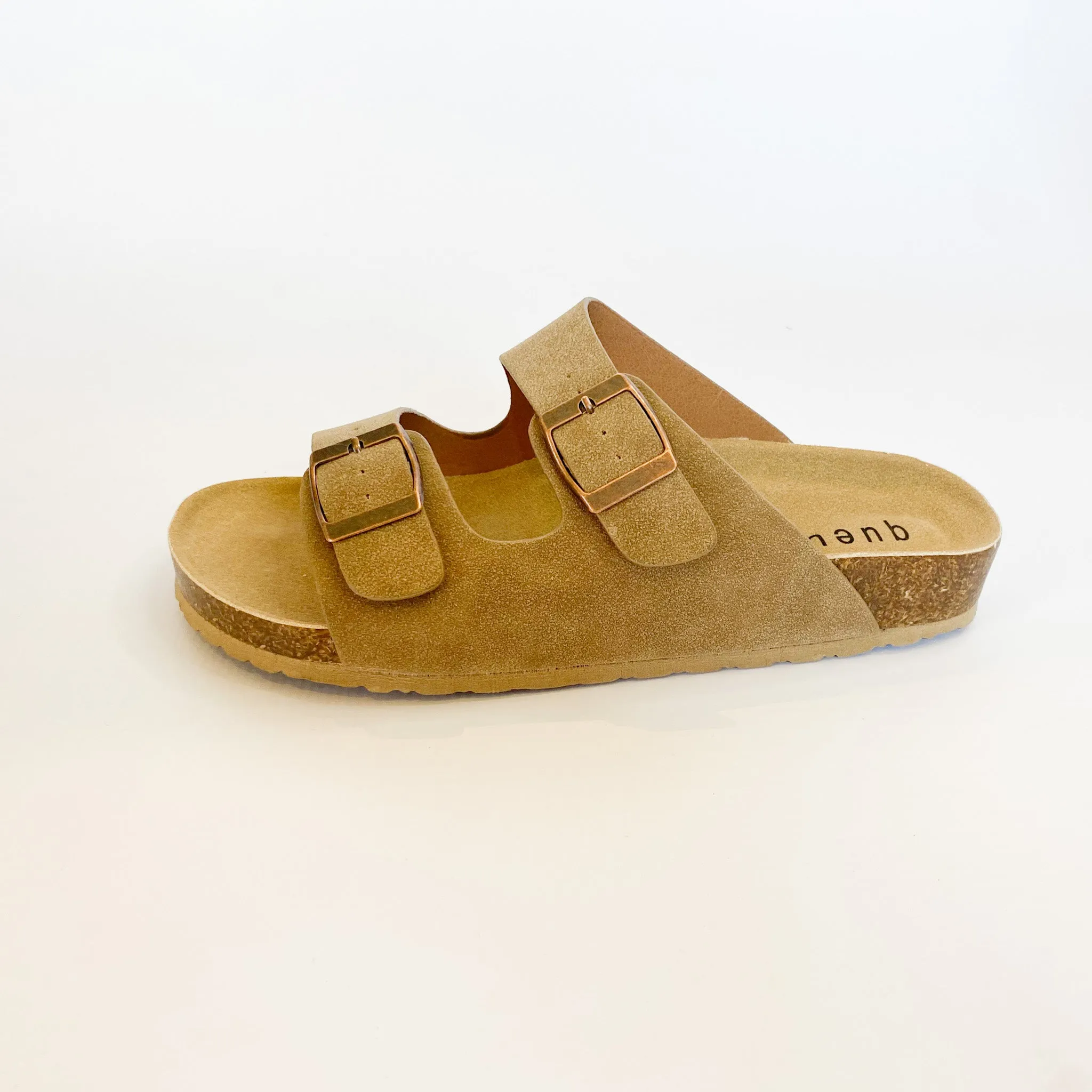 Queue taupe double buckle sandal