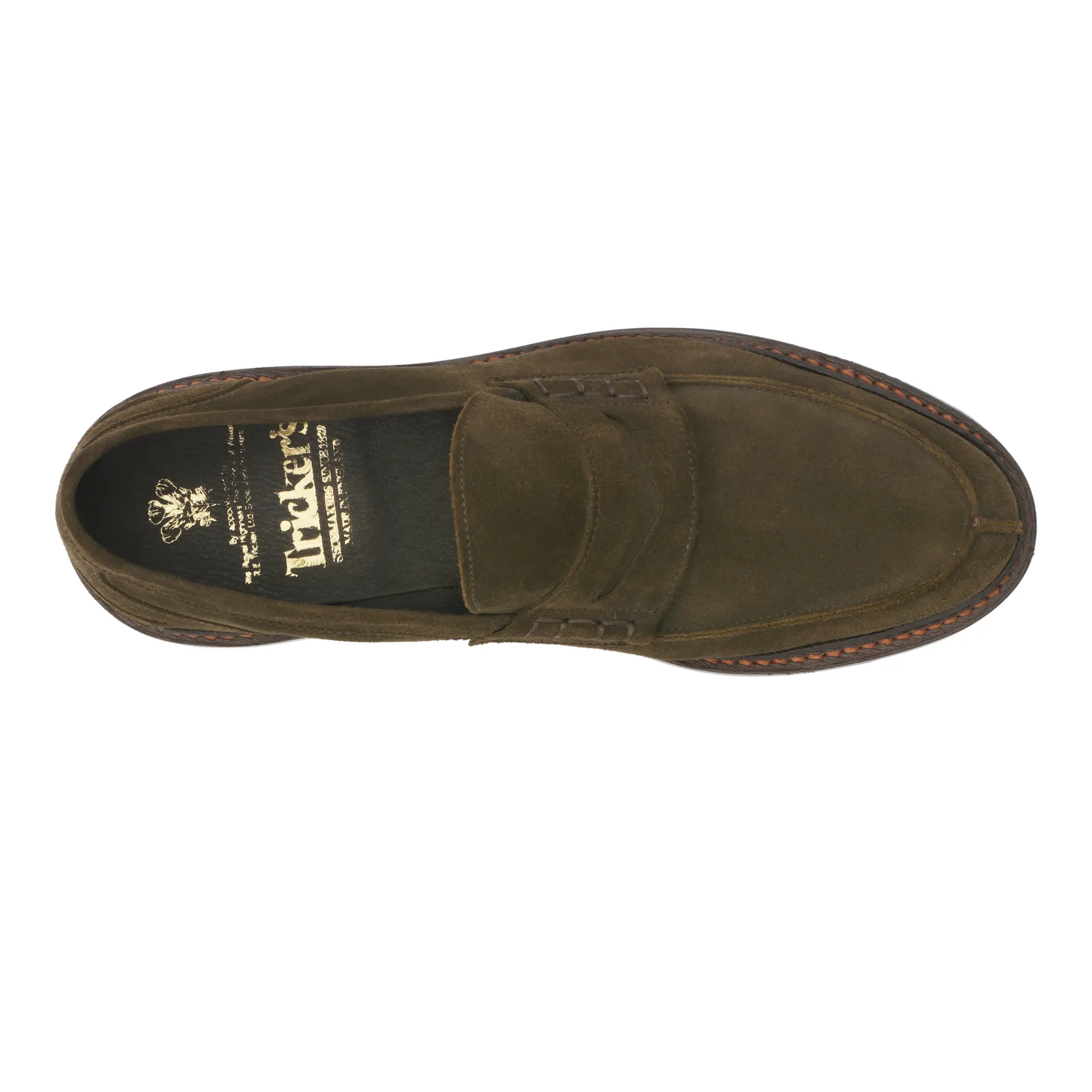 "Adam" Suede Penny Loafer in Olive Green