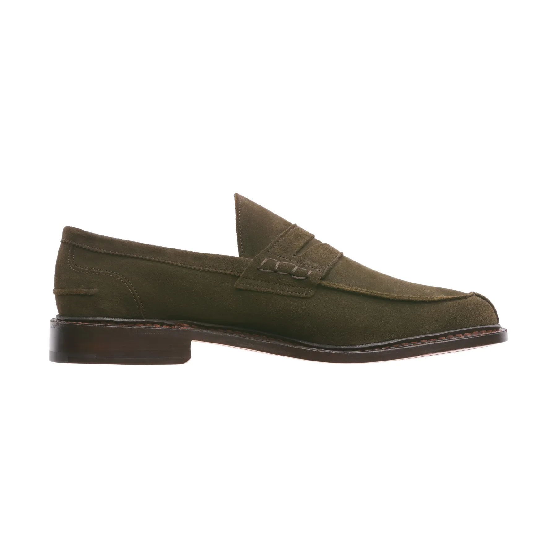 "Adam" Suede Penny Loafer in Olive Green