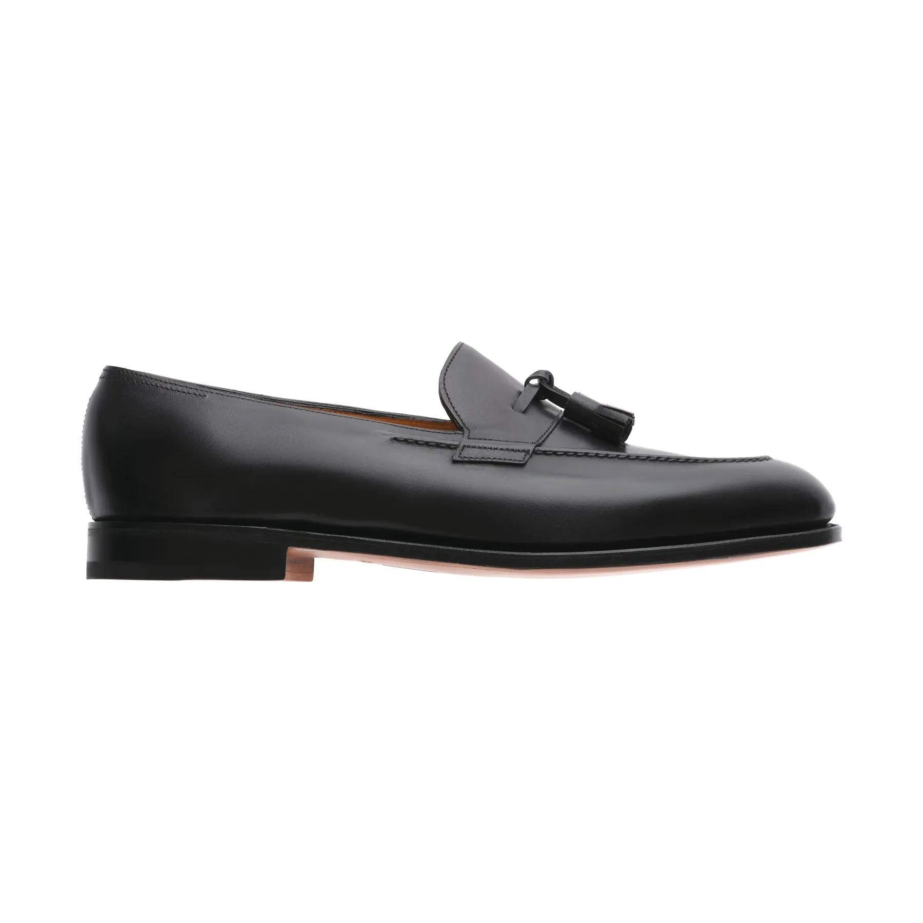 "Callington" Leather Loafer with Hand-Stitched Apron in Black