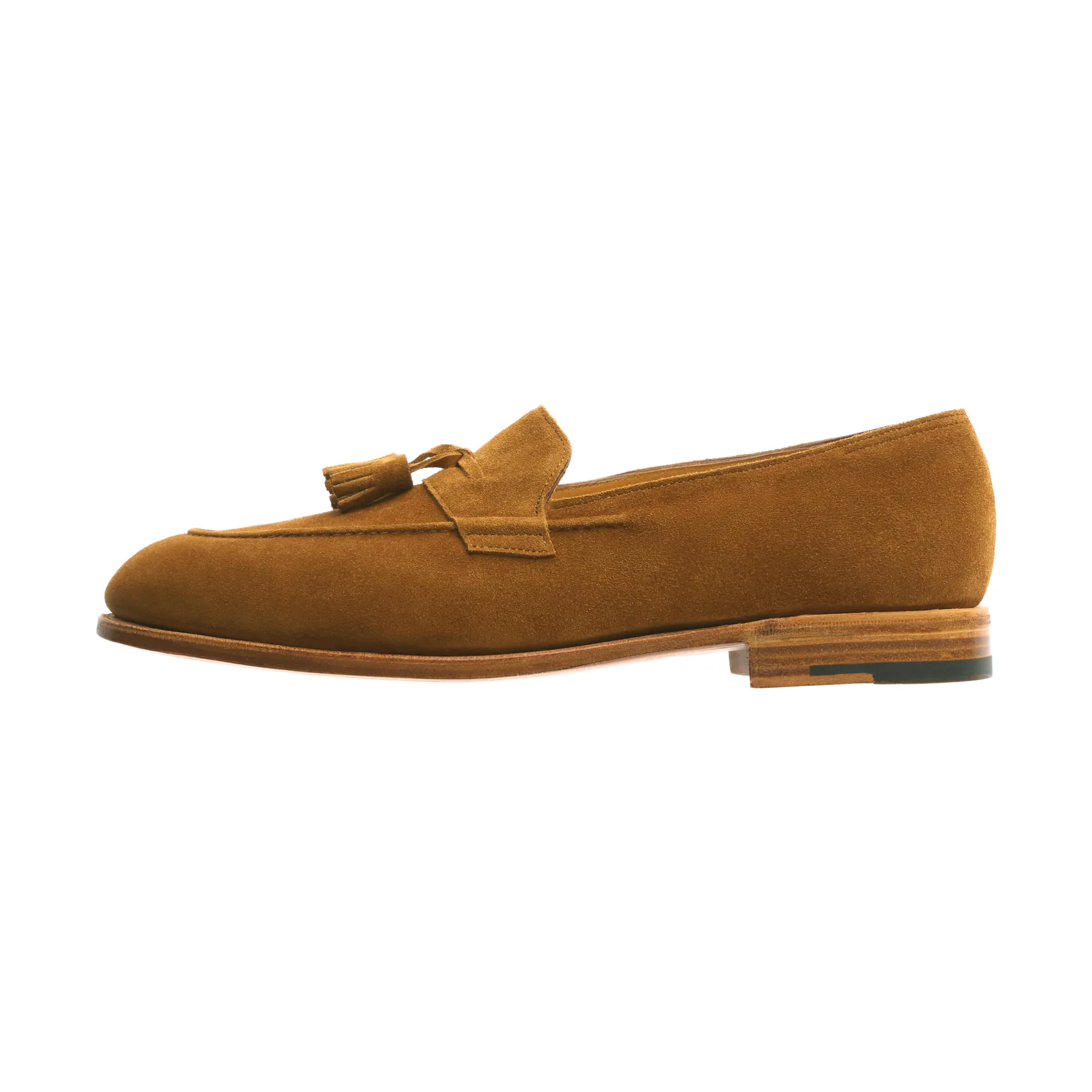 "Callington" Suede Loafer with Hand-Stitching Apron in Tobacco Brown