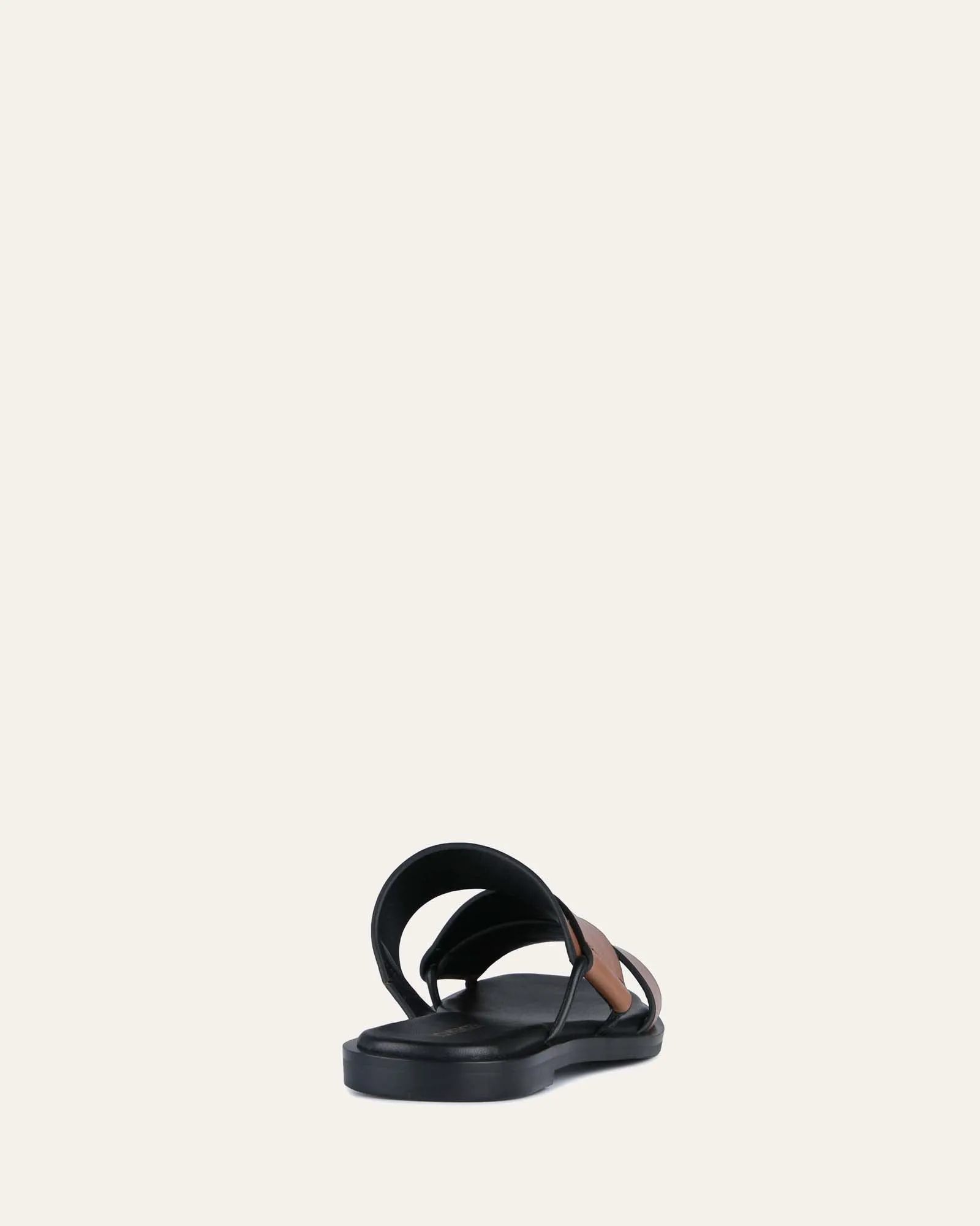 SHELBY FLAT SLIDES DARK TAN LEATHER