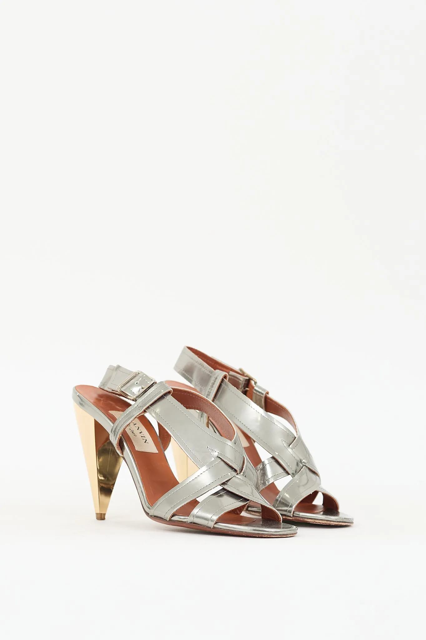 Silver & Gold Metallic Leather Heel