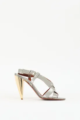 Silver & Gold Metallic Leather Heel