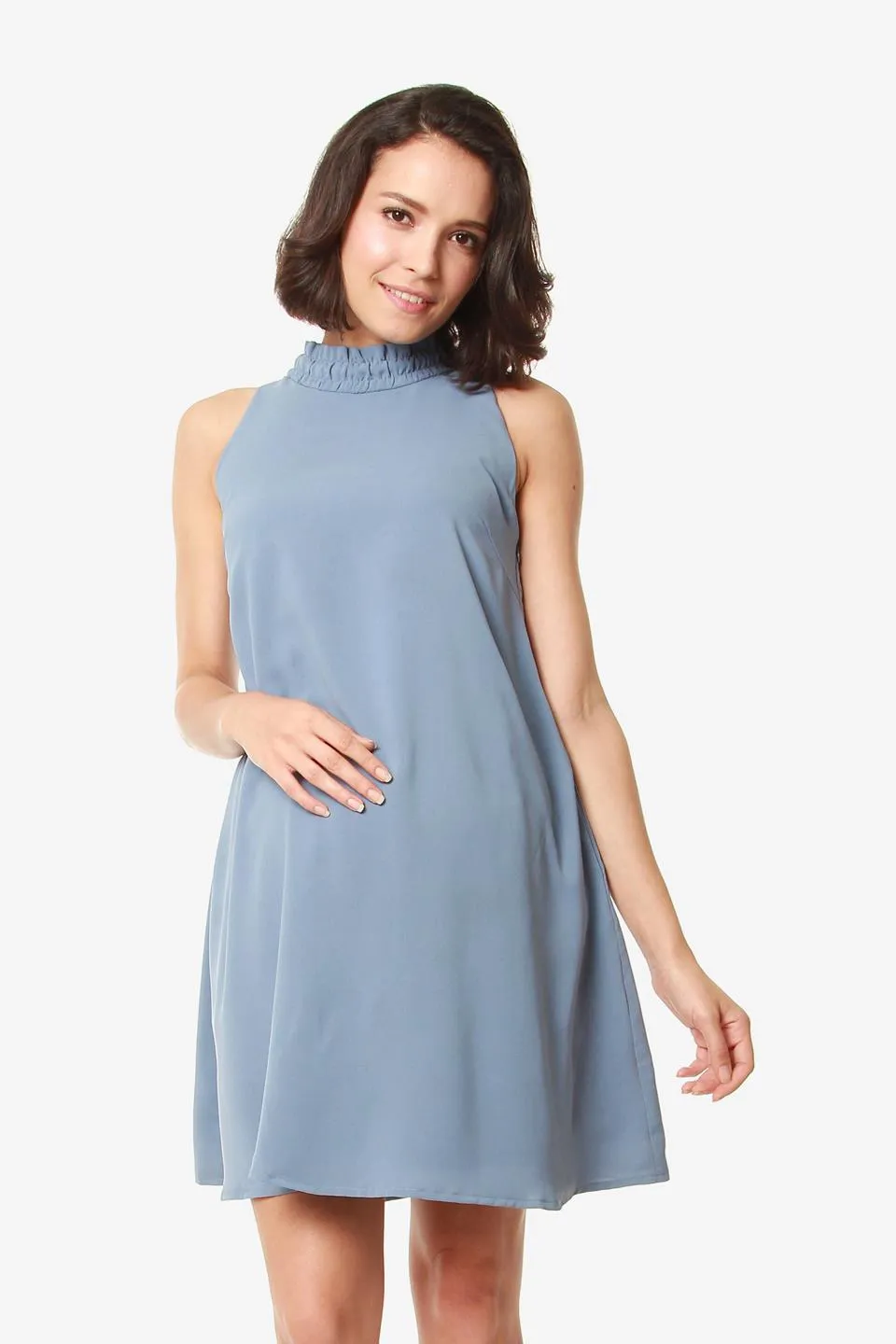 Sleeveless Halter Neck Ciana Nursing Dress Grey Blue