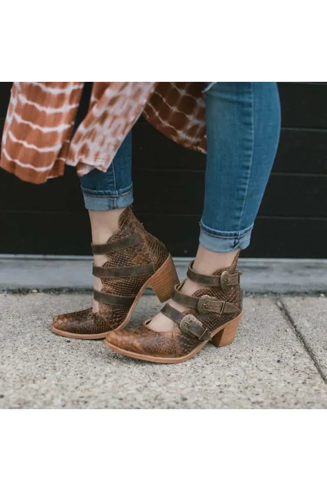 Sturgis Python Print Buckled Booties