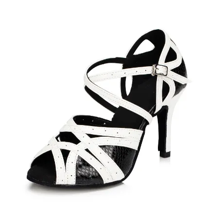 Women's Leatherette Heels Withe Buckle Ballroom Shoes